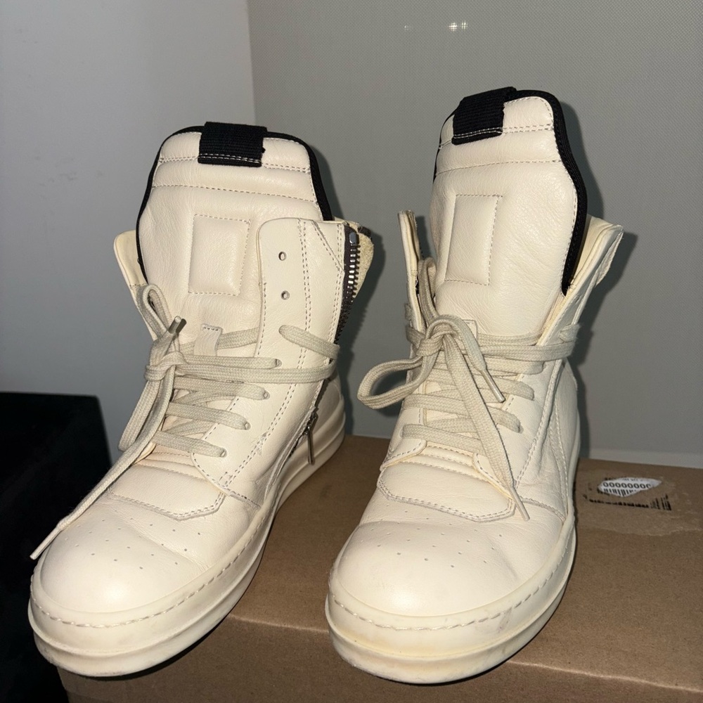 Rick Owens Kids White Leather Boots